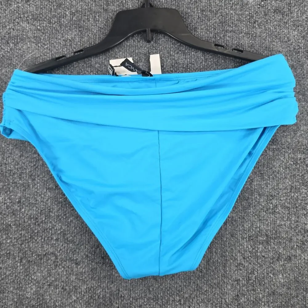 La Blanca Women's Size 14 Turquoise Blue Shirred Foldover Bikini Bottom UPF 50+